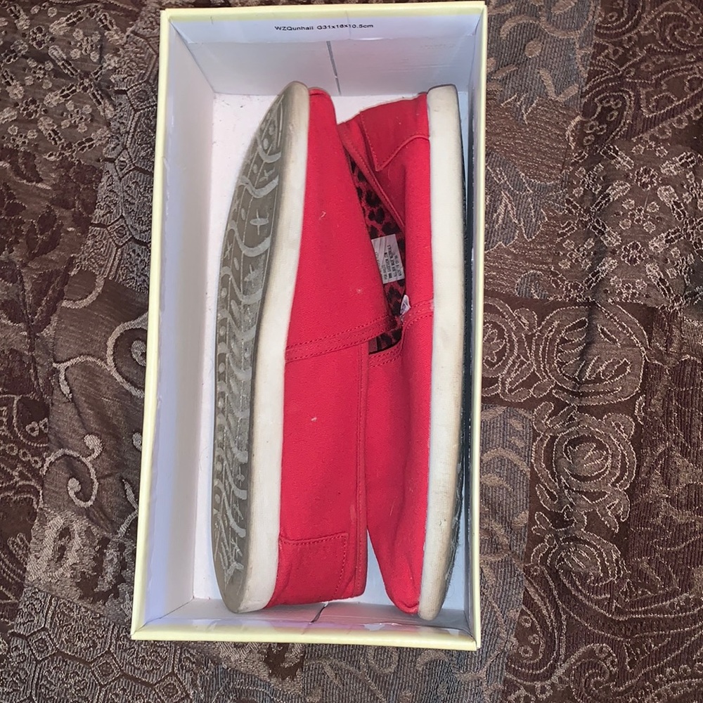 Red slip on shoes